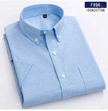 Wholesale High Quality Cotton Short Sleeve Slim Fit Stripe Casual Formal Button Down Shirt US Euro Plus Size Men's Clothing
